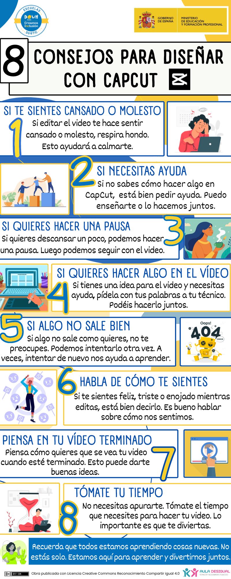 infografía con consejos para sentirse mejor haciendo la actividad