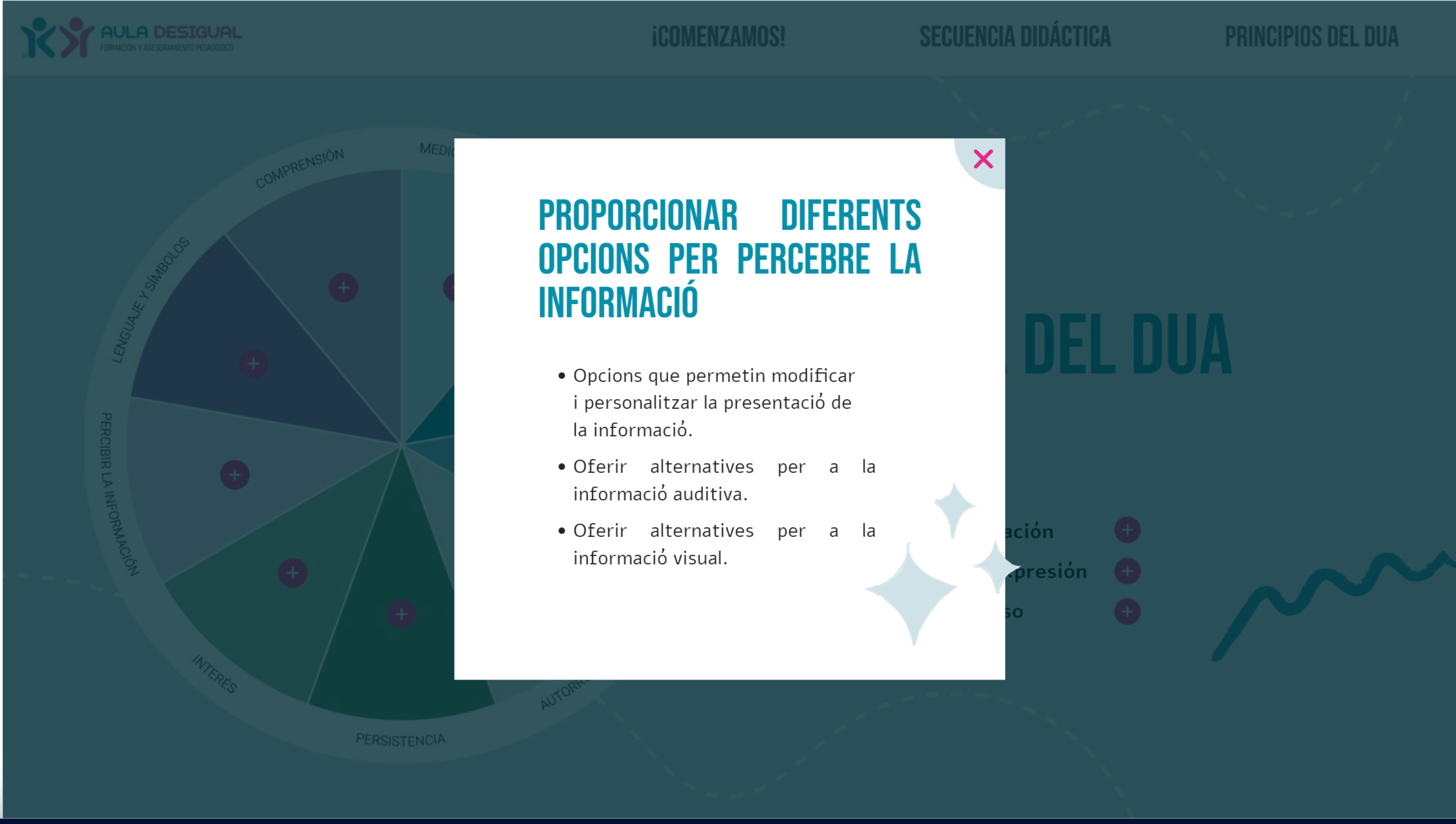 proporcionar diferents copciones per percebre la informació